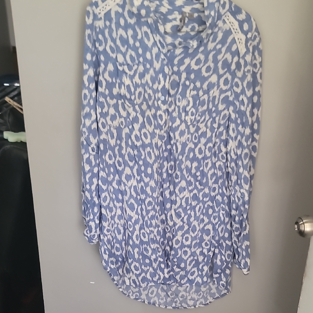 New Directions Blue and White Blouse